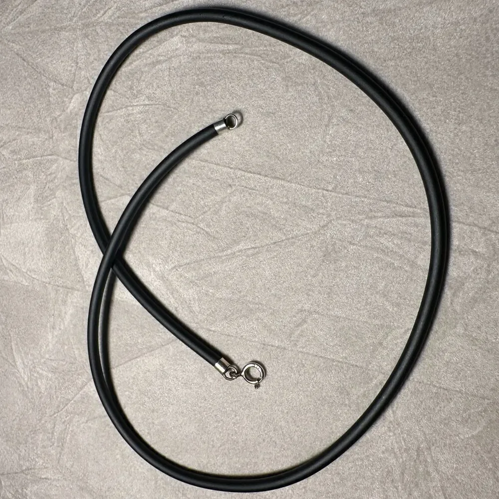 14.5” Black Cord Necklace - Minimalist | Unisex 925 Silver Clasp | Pendant Ready